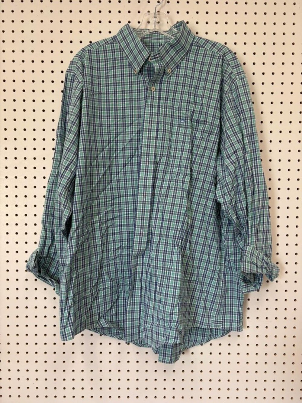 Southern Tide Mens XL Plaid Button-Down Shirt In Green & Blue 100% Cotton